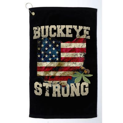 Ohio Buckeye Strong Ohio USA Flag Overlay Golf Towel