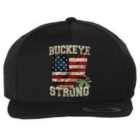 Ohio Buckeye Strong Ohio USA Flag Overlay Wool Snapback Cap