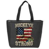 Ohio Buckeye Strong Ohio USA Flag Overlay Zip Tote Bag