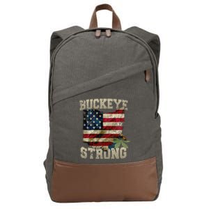 Ohio Buckeye Strong Ohio USA Flag Overlay Cotton Canvas Backpack