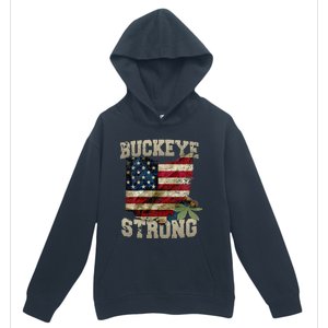 Ohio Buckeye Strong Ohio USA Flag Overlay Urban Pullover Hoodie