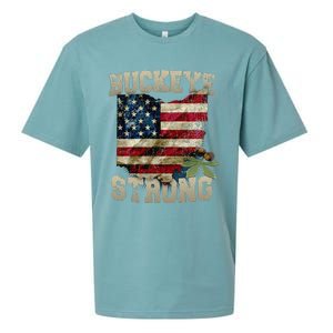 Ohio Buckeye Strong Ohio USA Flag Overlay Sueded Cloud Jersey T-Shirt