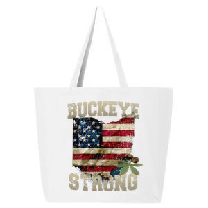 Ohio Buckeye Strong Ohio USA Flag Overlay 25L Jumbo Tote