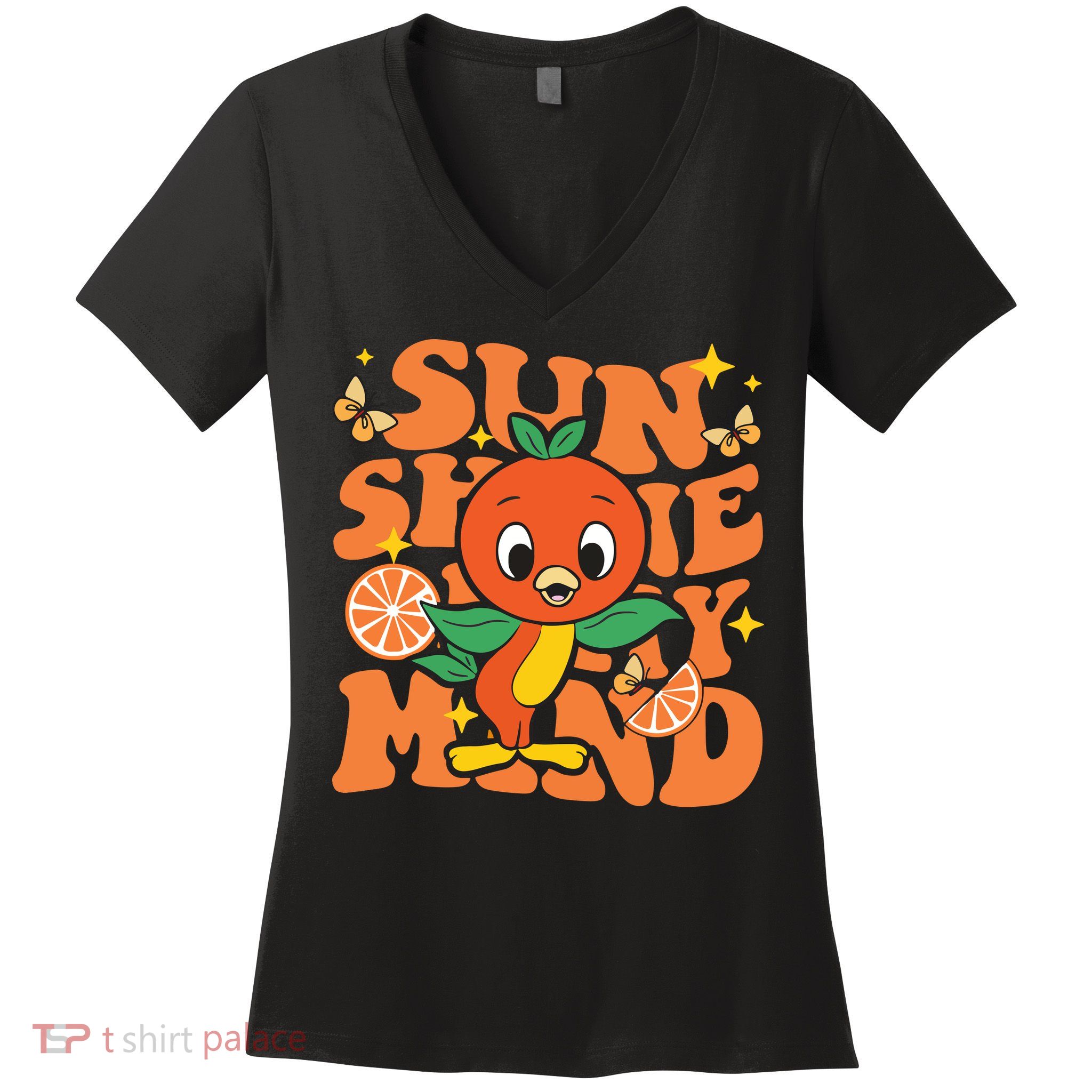 Orange Bird Sunshine Women's V-Neck T-Shirt