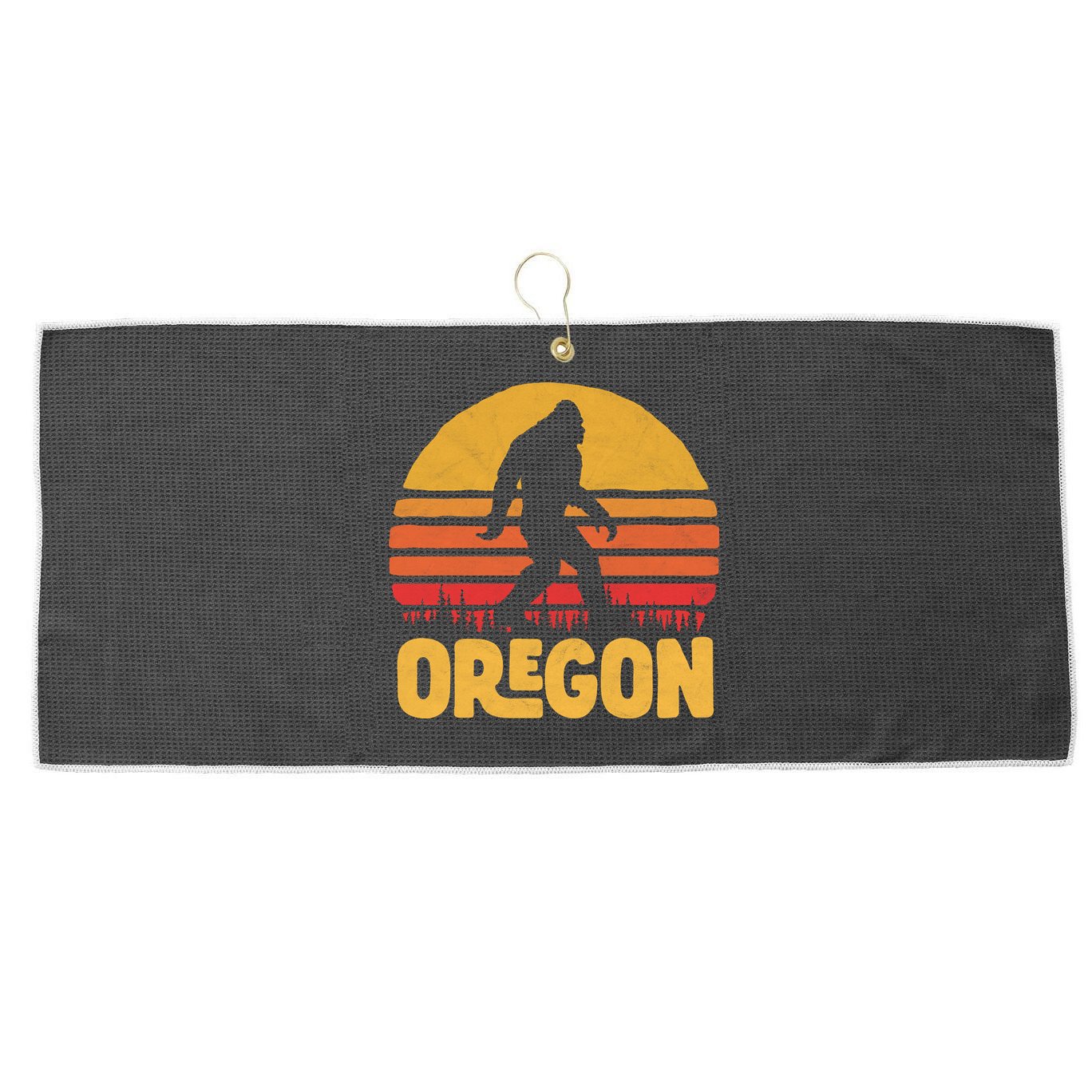 Oregon Bigfoot Sasquatch & Sun Large Microfiber Waffle Golf Towel