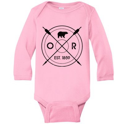 Oregon Beaver State Bear Or Est. 1859 Baby Long Sleeve Bodysuit