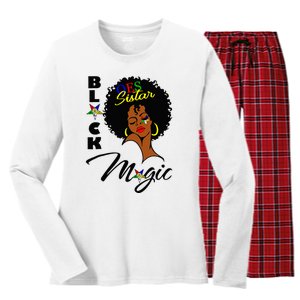 OES Black Sistar Magic Order The Eastern Star Juneteenth Day Women's Long Sleeve Flannel Pajama Set 