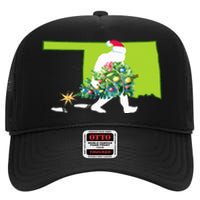 Oklahoma Bigfoot State Christmas Tree High Crown Mesh Back Trucker Hat