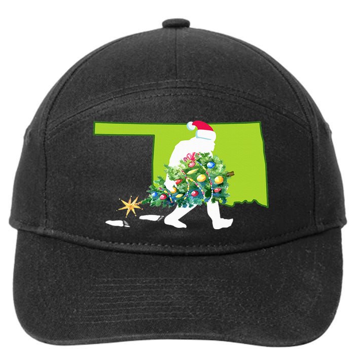 Oklahoma Bigfoot State Christmas Tree 7-Panel Snapback Hat