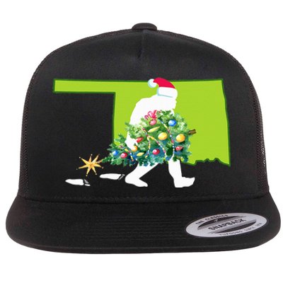 Oklahoma Bigfoot State Christmas Tree Flat Bill Trucker Hat