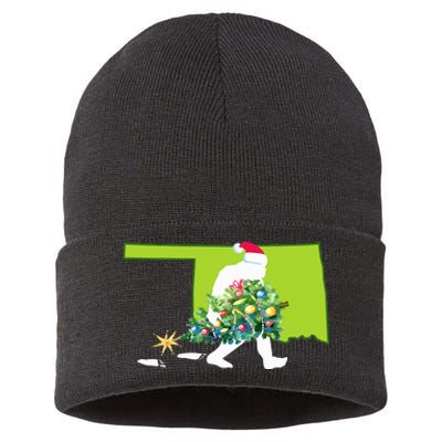 Oklahoma Bigfoot State Christmas Tree Sustainable Knit Beanie