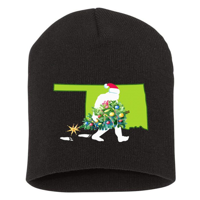 Oklahoma Bigfoot State Christmas Tree Short Acrylic Beanie