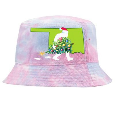 Oklahoma Bigfoot State Christmas Tree Tie-Dyed Bucket Hat