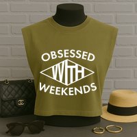 Obsessed With Weekends Garment-Dyed Women's Muscle Tee