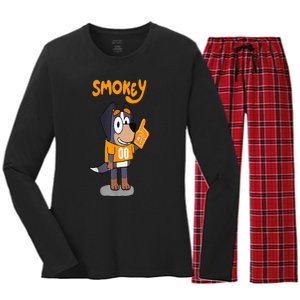 Orange Blooded Tennessee Hound Cartoon Women's Long Sleeve Flannel Pajama Set 