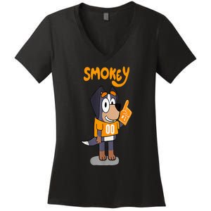 Orange Blooded Tennessee Hound Cartoon Women's V-Neck T-Shirt