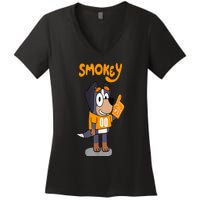 Orange Blooded Tennessee Hound Cartoon Women's V-Neck T-Shirt