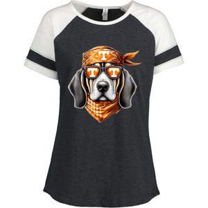 Orange Blooded Tennessee Hound Native Home Tn State Pride Enza Ladies Jersey Colorblock Tee