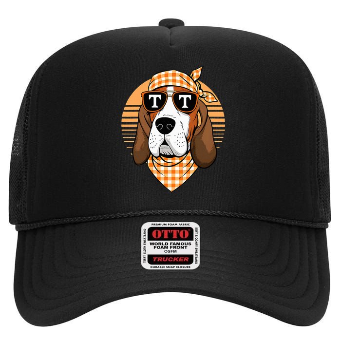 Orange Blooded Tennessee Hound Native Home Tn State Pride High Crown Mesh Back Trucker Hat