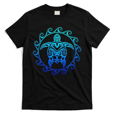 Ocean Blue Tribal Hawaiian Sea Turtle T-Shirt