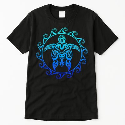 Ocean Blue Tribal Hawaiian Sea Turtle Tall T-Shirt