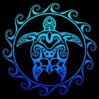 Ocean Blue Tribal Hawaiian Sea Turtle Flat Bill Trucker Hat