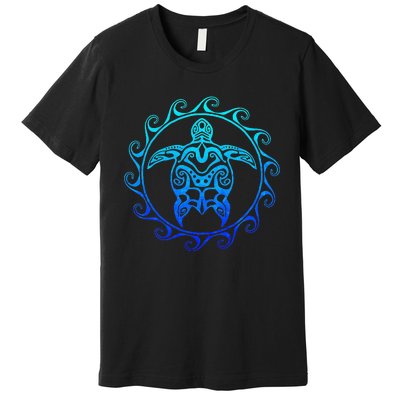 Ocean Blue Tribal Hawaiian Sea Turtle Premium T-Shirt