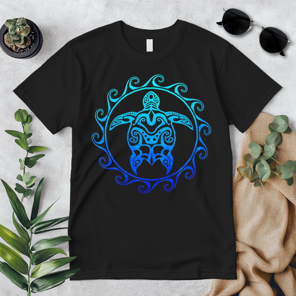 Ocean Blue Tribal Hawaiian Sea Turtle Premium T-Shirt