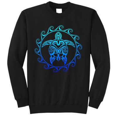 Ocean Blue Tribal Hawaiian Sea Turtle Tall Sweatshirt