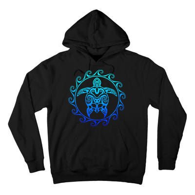 Ocean Blue Tribal Hawaiian Sea Turtle Tall Hoodie