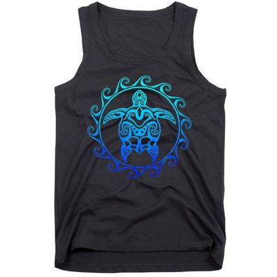 Ocean Blue Tribal Hawaiian Sea Turtle Tank Top