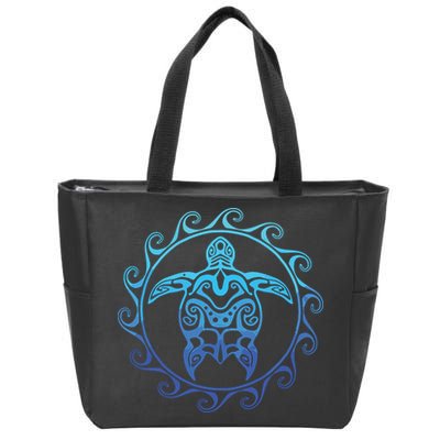 Ocean Blue Tribal Hawaiian Sea Turtle Zip Tote Bag