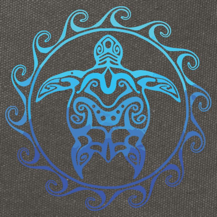 Ocean Blue Tribal Hawaiian Sea Turtle Cotton Canvas Backpack