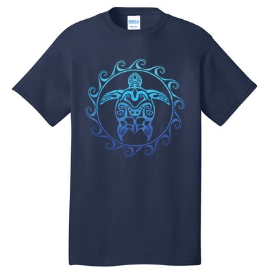 Ocean Blue Tribal Hawaiian Sea Turtle Tall T-Shirt