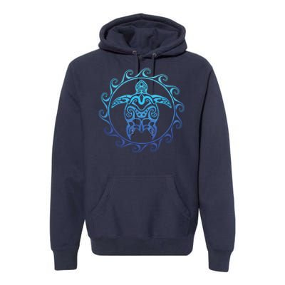 Ocean Blue Tribal Hawaiian Sea Turtle Premium Hoodie