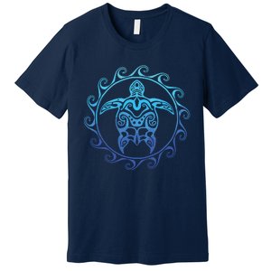 Ocean Blue Tribal Hawaiian Sea Turtle Premium T-Shirt