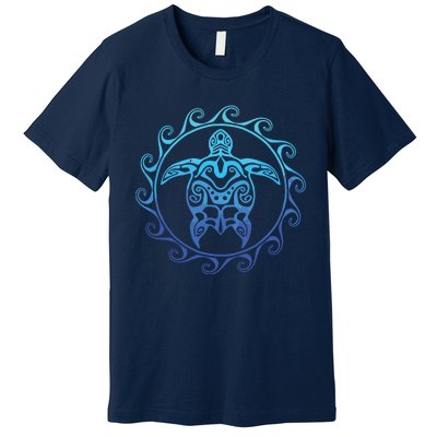 Ocean Blue Tribal Hawaiian Sea Turtle Premium T-Shirt