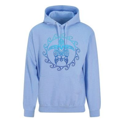 Ocean Blue Tribal Hawaiian Sea Turtle Unisex Surf Hoodie