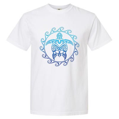 Ocean Blue Tribal Hawaiian Sea Turtle Garment-Dyed Heavyweight T-Shirt