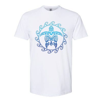 Ocean Blue Tribal Hawaiian Sea Turtle Softstyle® CVC T-Shirt