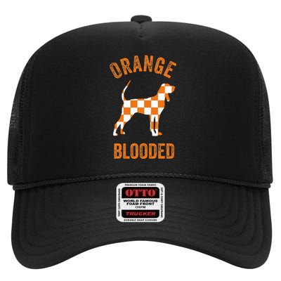 Orange Blooded Tennessee Hound Native Home Tn State Pride High Crown Mesh Back Trucker Hat