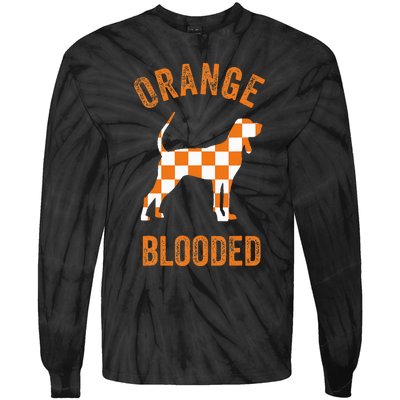 Orange Blooded Tennessee Hound Native Home Tn State Pride Tie-Dye Long Sleeve Shirt