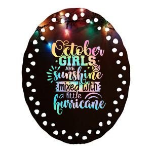 October Birthday Tie Die Ceramic Oval Ornament