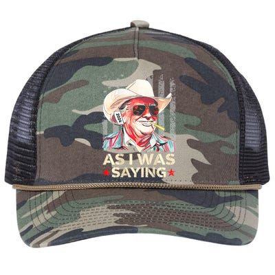 (On Back) Trump As I Was Saying Cowboy Election Vote 2024 Retro Rope Trucker Hat Cap