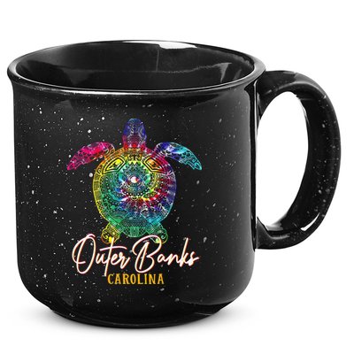 Outer Banks Tie Dye Sea Turtle Carolina Family Vacation 15oz Campfire Ceramic Mug