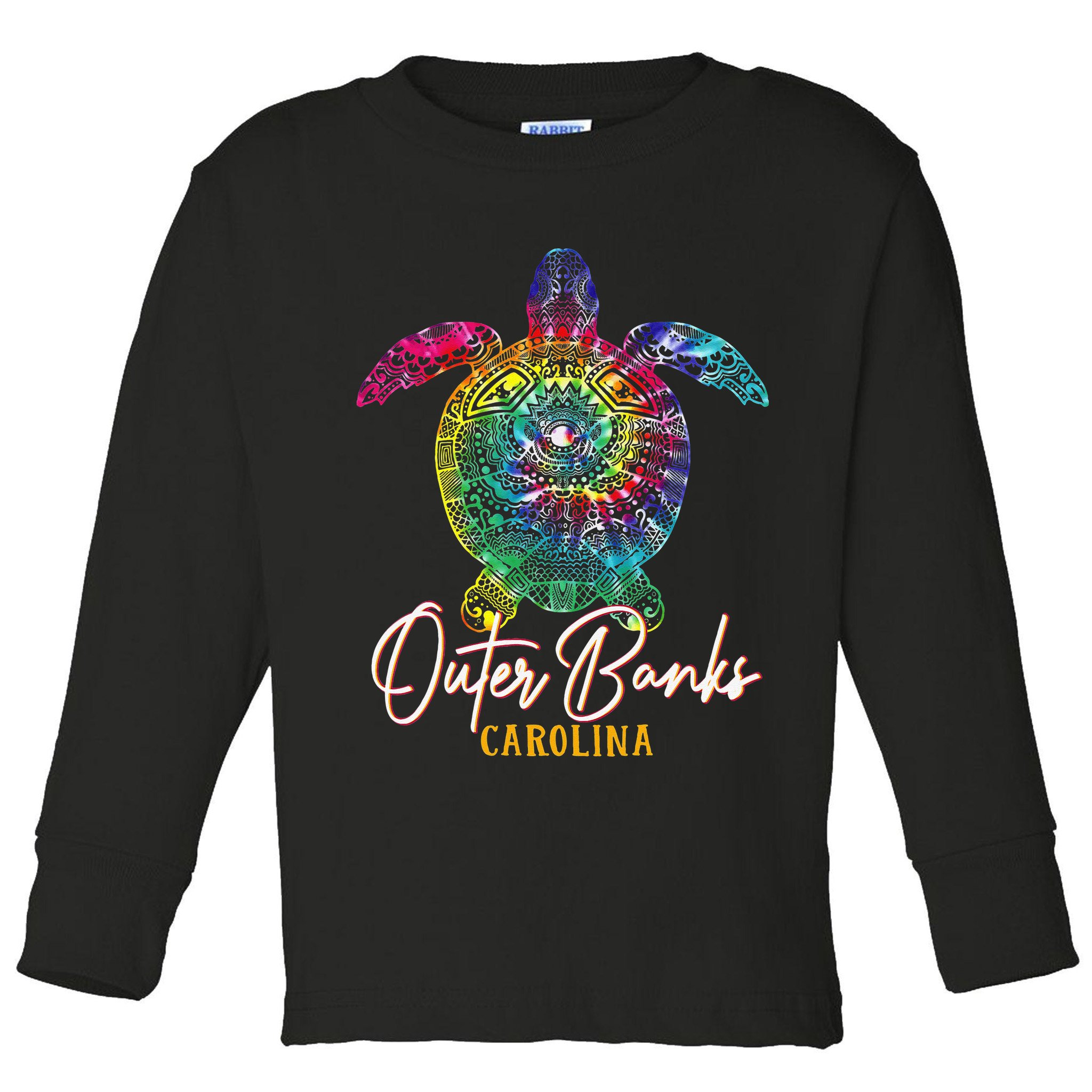 Outer Banks Tie Dye Sea Turtle Carolina Family Vacation Toddler Long Sleeve Shirt