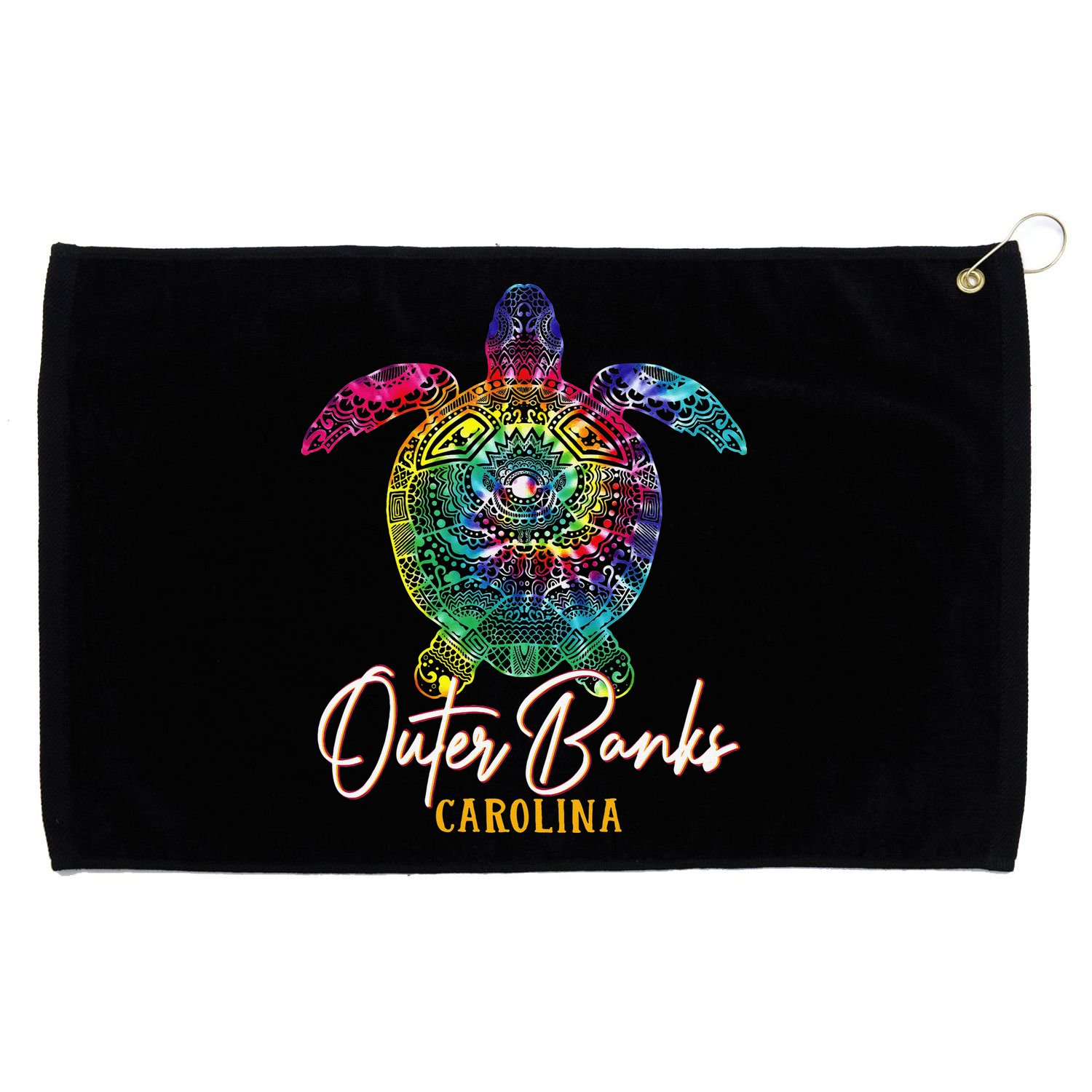 Outer Banks Tie Dye Sea Turtle Carolina Family Vacation Grommeted Golf Towel
