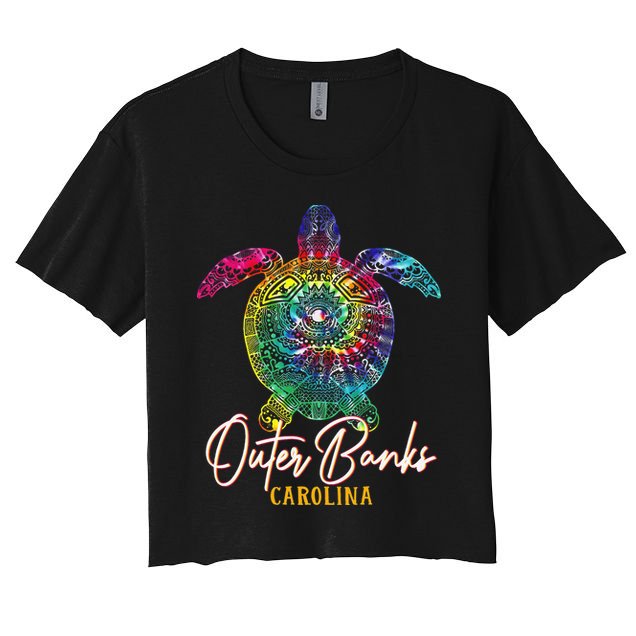 Outer Banks Tie Dye Sea Turtle Carolina Family Vacation Women's Crop Top Tee