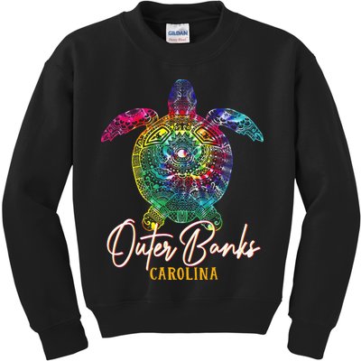 Outer Banks Tie Dye Sea Turtle Carolina Family Vacation Kids Sweatshirt