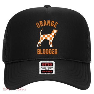 Orange Blooded Tennessee Hound Native Home Tn State Pride High Crown Mesh Back Trucker Hat